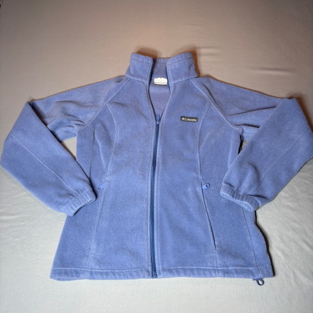 Columbia Benton Springs Full Zip Fleece Jacket Womens M Periwinkle Mock Neck